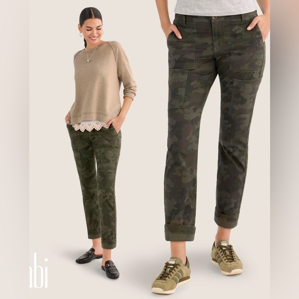 CAbi Amelia Olive Camouflage Pants 2025